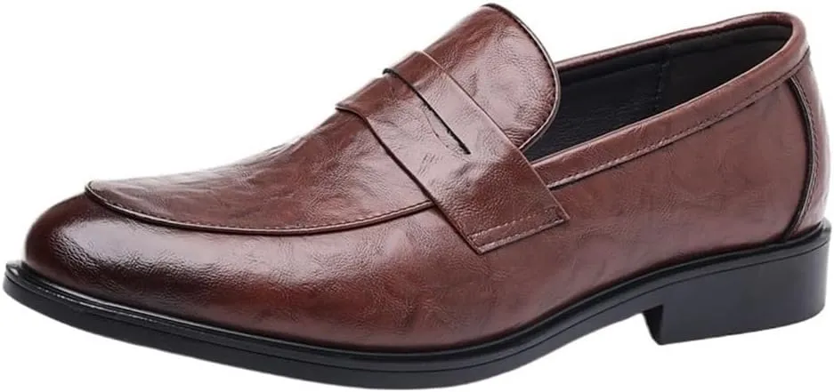 Casual Loafers for Men Pu Leather Driving Loafers Working Round Toe Wedding Non Slip Shoe Slip-on