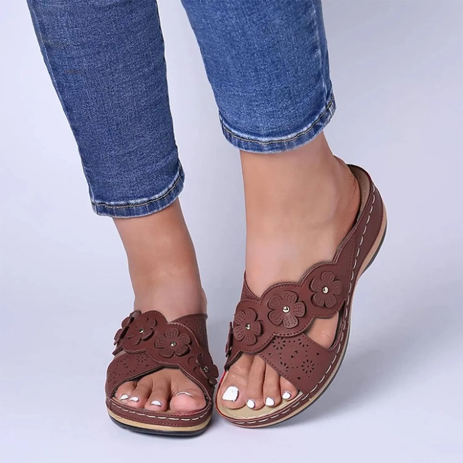 Cathalem Sandals Women Comfortable Orthopedic Sandals with Arch Support Wedge Sandals Comfortable Walking Sandals