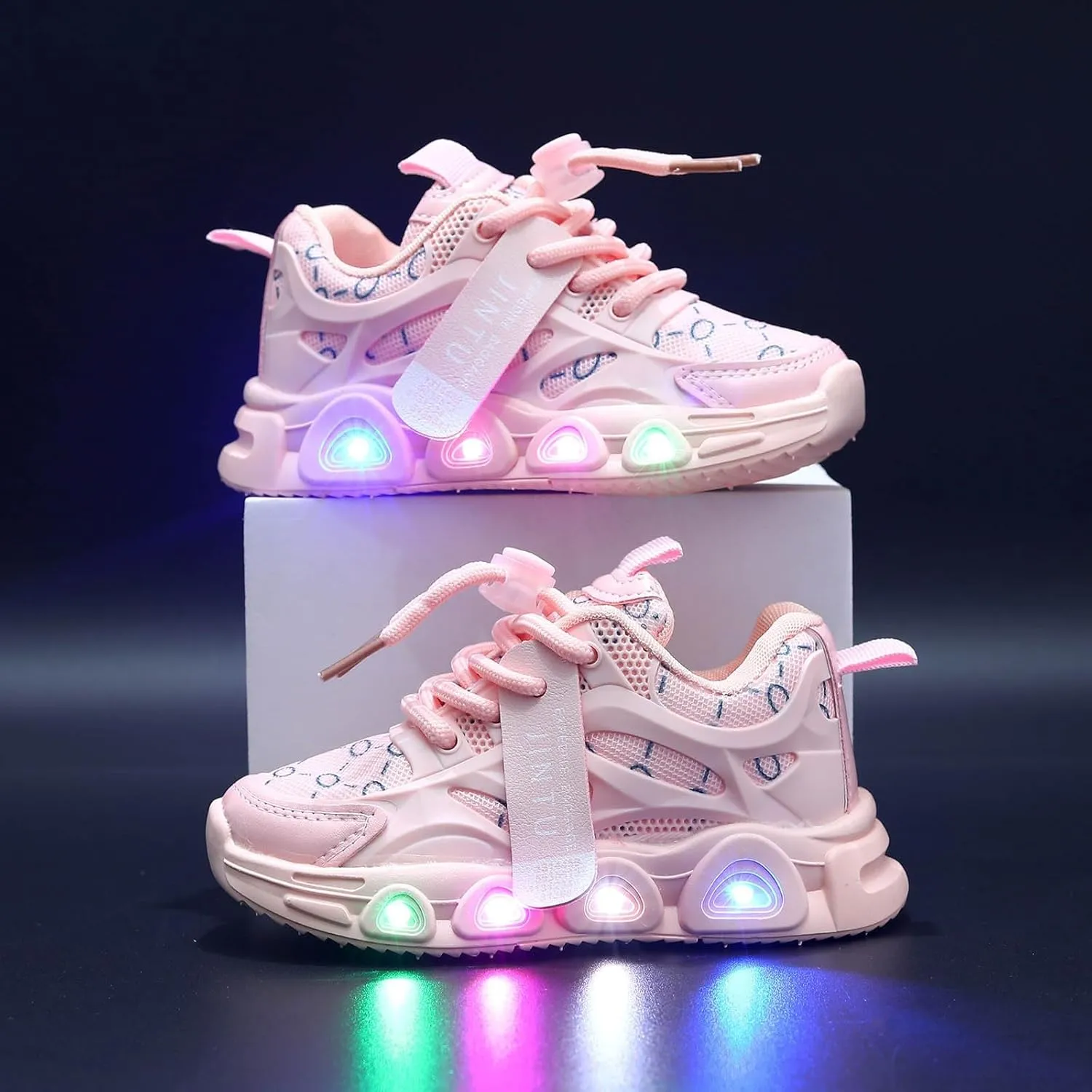 Cathalem Sneakes for Girls Kids Baby Sneakers LED Light Up Luminous Bowknot Sneakers Winter Warm Sneakers Toddler