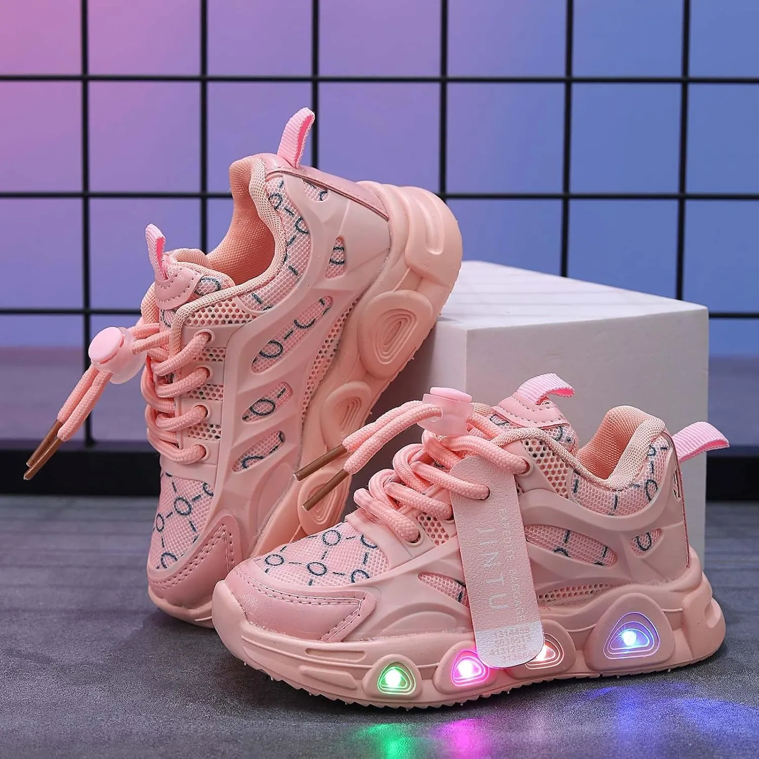 Cathalem Sneakes for Girls Kids Baby Sneakers LED Light Up Luminous Bowknot Sneakers Winter Warm Sneakers Toddler