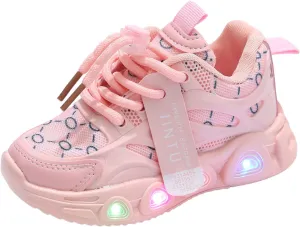 Cathalem Sneakes for Girls Kids Baby Sneakers LED Light Up Luminous Bowknot Sneakers Winter Warm Sneakers Toddler