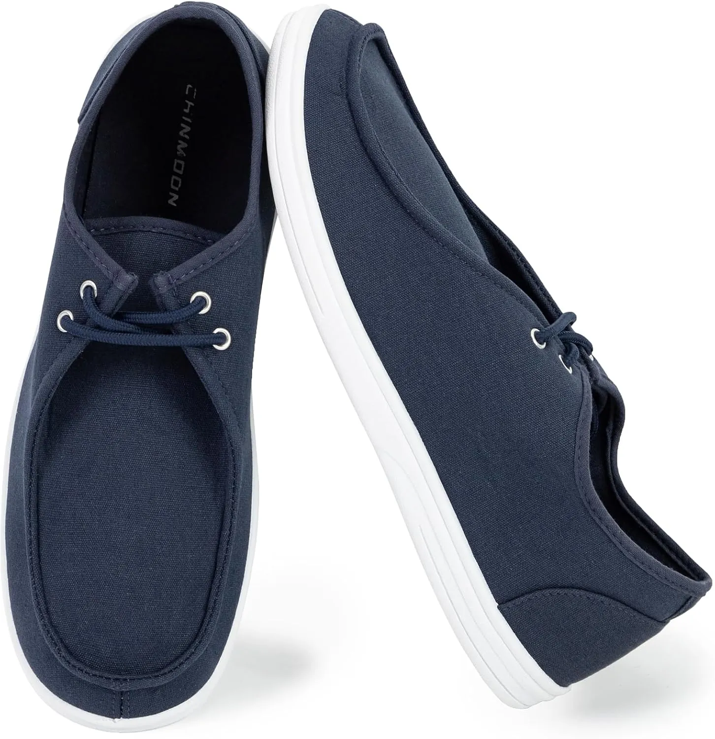 CHIN·MOON Men's Slip On Loafers Walking Driving Business Casual Shoes Lace Up Canvas Footwear