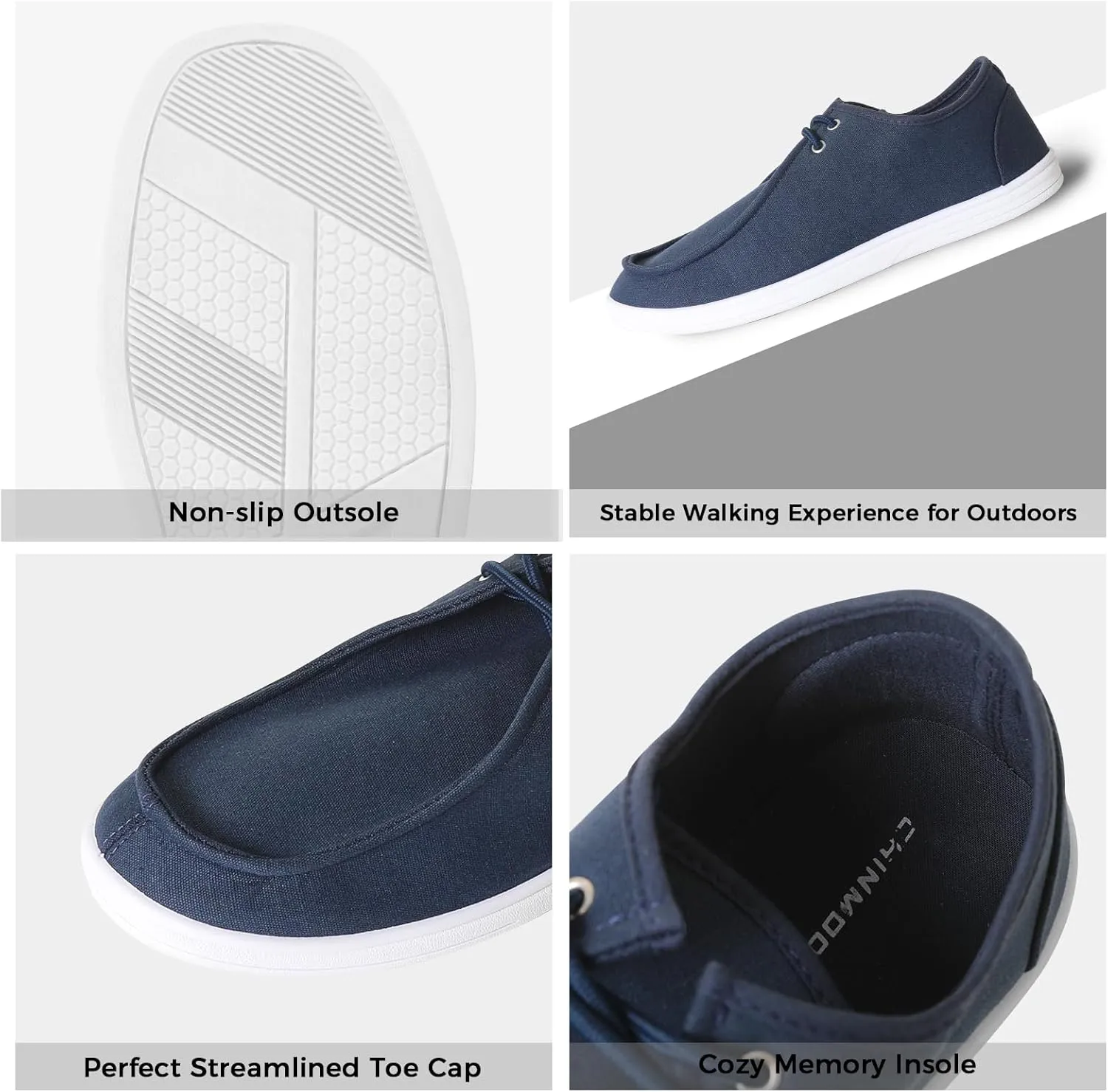 CHIN·MOON Men's Slip On Loafers Walking Driving Business Casual Shoes Lace Up Canvas Footwear
