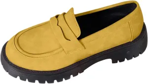 Chunky Loafers Women Slip-On Business Shoes Comfortable Work Shoes Casual Platform Loafers Leather Penny Loafers