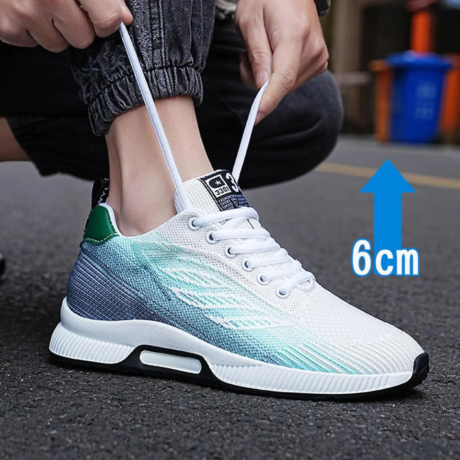 Couple Men's Elevator Shoes Men's Casual Mesh Trainers Lightweight Breathable Lace Up Sneaker Rack for Men on Door