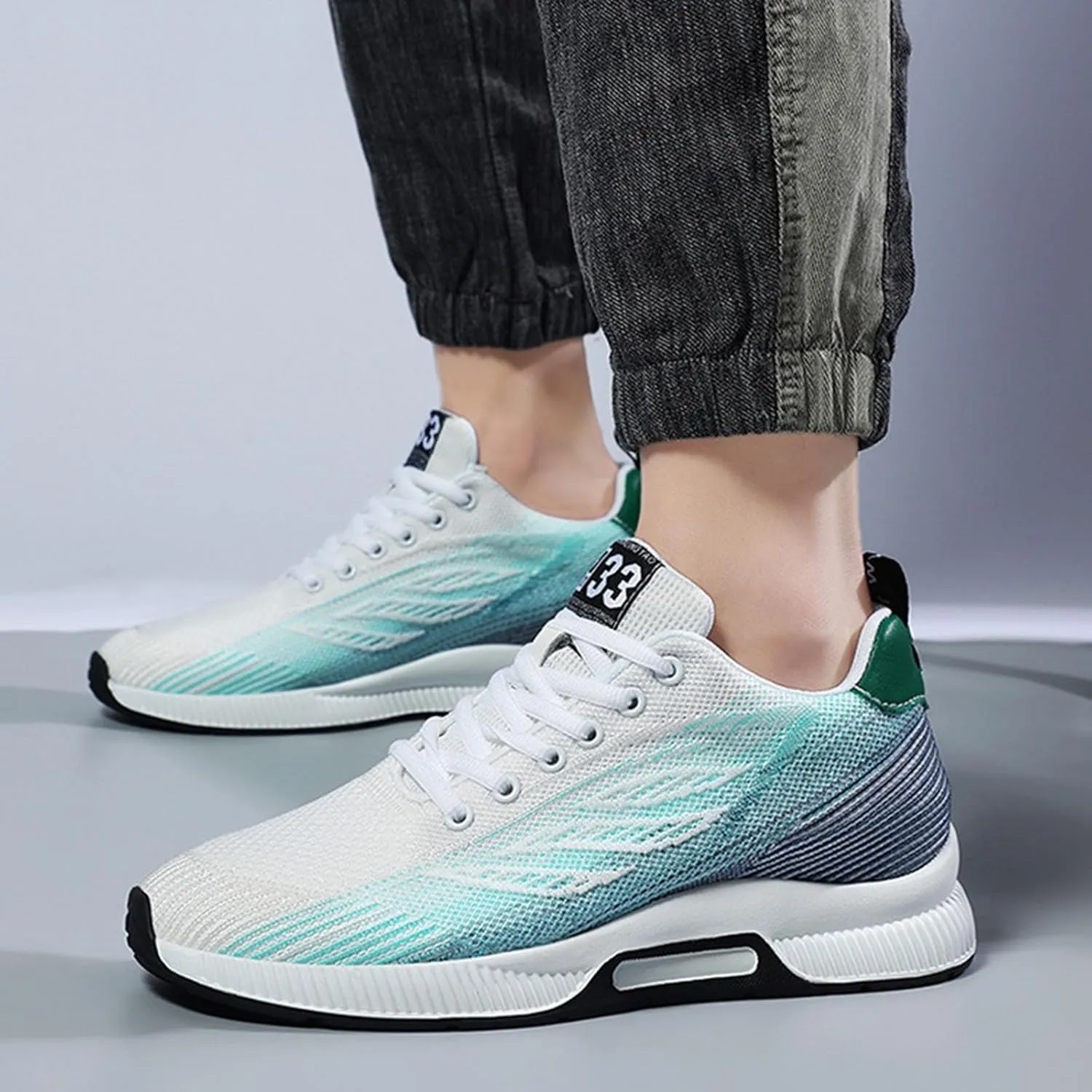 Couple Men's Elevator Shoes Men's Casual Mesh Trainers Lightweight Breathable Lace Up Sneaker Rack for Men on Door