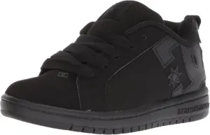DC Court Graffik Low Top Skate Shoe Sneaker, Black/Black, 4 US Unisex Big Kid