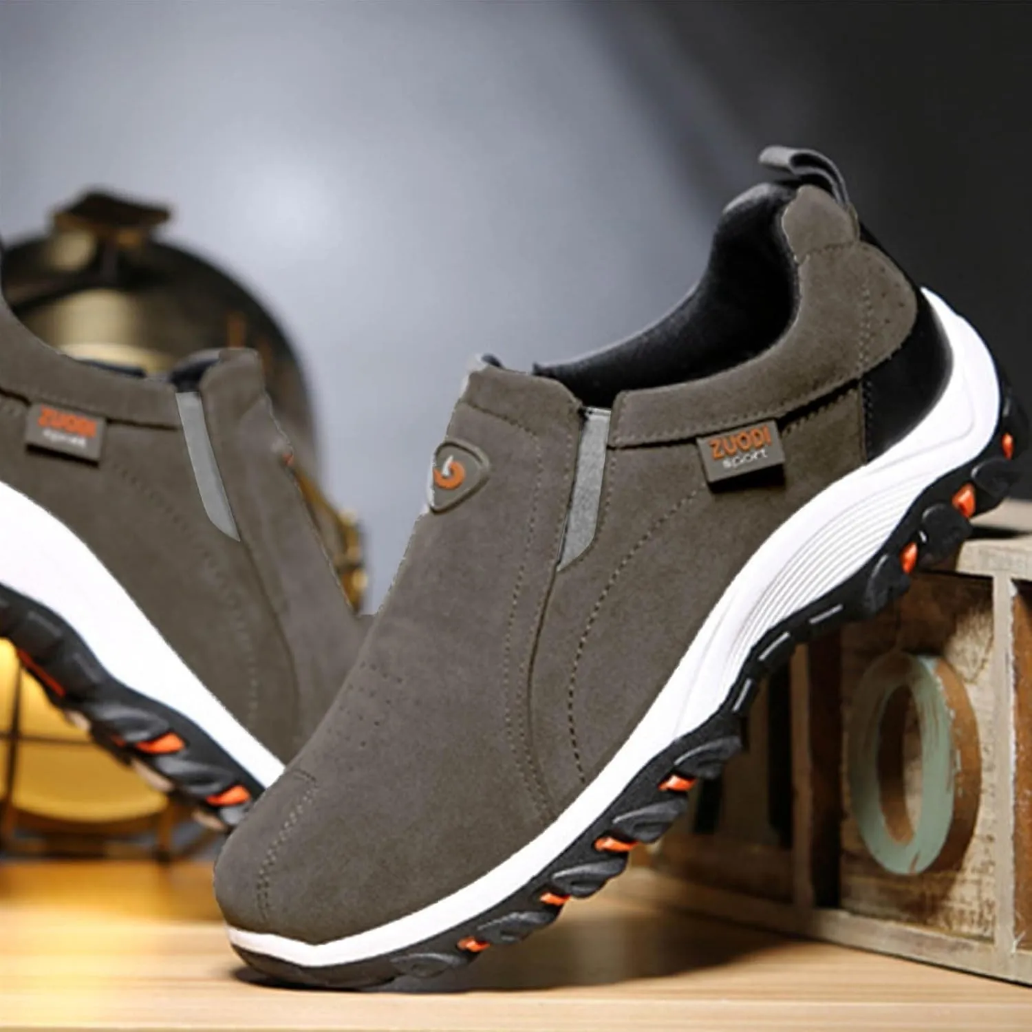Denim Slip on Sneakers for Men Fashion Cozy Running Shoes Casual Travel Walking Shoe Lightweight Athletic Sneaker