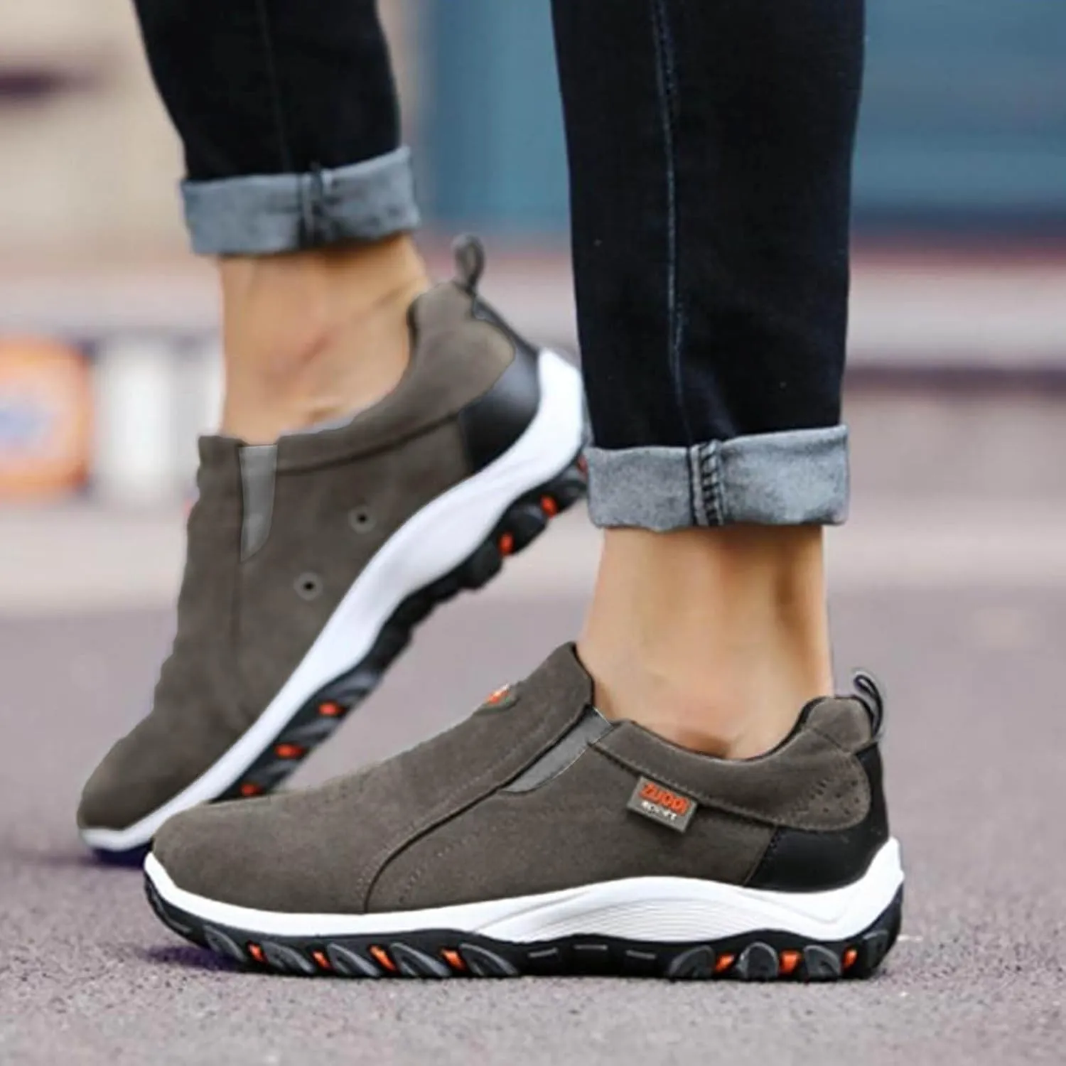 Denim Slip on Sneakers for Men Fashion Cozy Running Shoes Casual Travel Walking Shoe Lightweight Athletic Sneaker