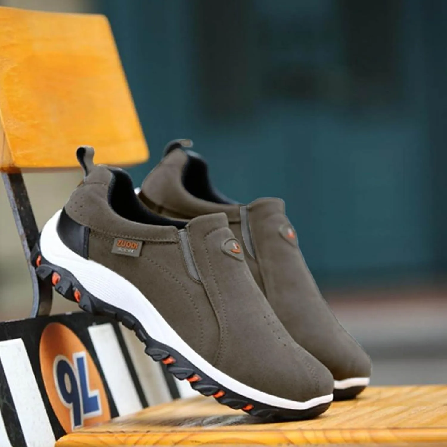 Denim Slip on Sneakers for Men Fashion Cozy Running Shoes Casual Travel Walking Shoe Lightweight Athletic Sneaker