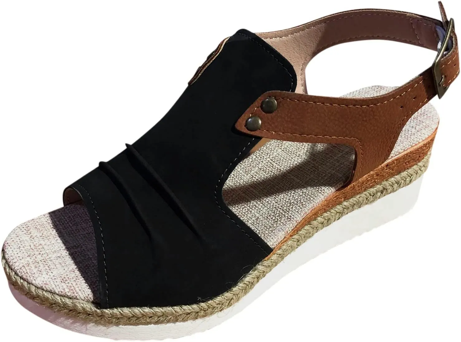 Eduavar Wedge Sandals for Women Summer Dressy Open Toe Ankle Strap Platform Sandals Dress Shoes Comfortable Outdoor Shoes