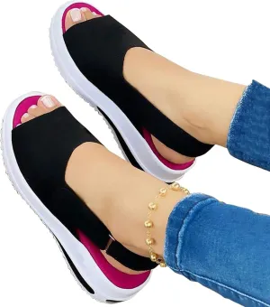 Eduavar Womens Wedge Sandals, Orthopedic Sandals for Women Peep Toe Platform Sandals Ankle Strap Comfy Sandals