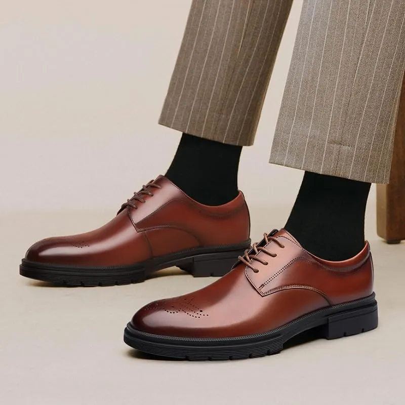 Fashionable Print Breathable Leather Shoes Mens Classic Business Formal Shoes Retro Casual Tuxedo Oxford