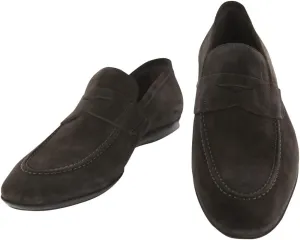 Fiori Di Lusso Dark Brown Suede Penny Loafers