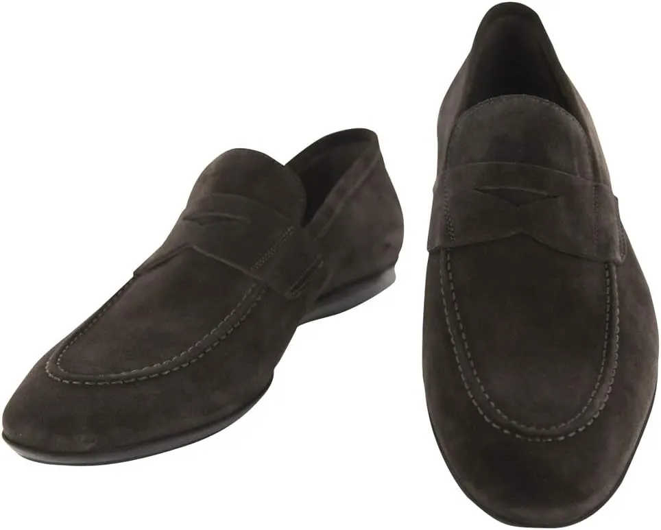 Fiori Di Lusso Dark Brown Suede Penny Loafers