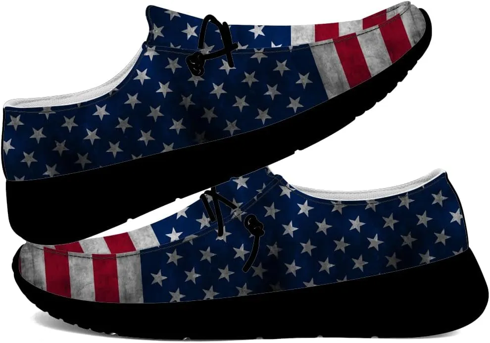 Flag Shoes for Women Men Patriotic Loafers Slip-on Shoes Gifts for Men Women