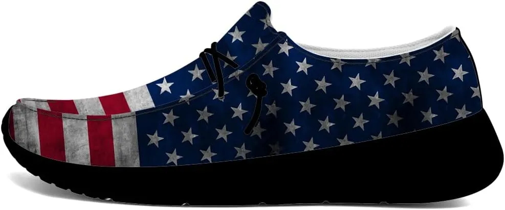 Flag Shoes for Women Men Patriotic Loafers Slip-on Shoes Gifts for Men Women
