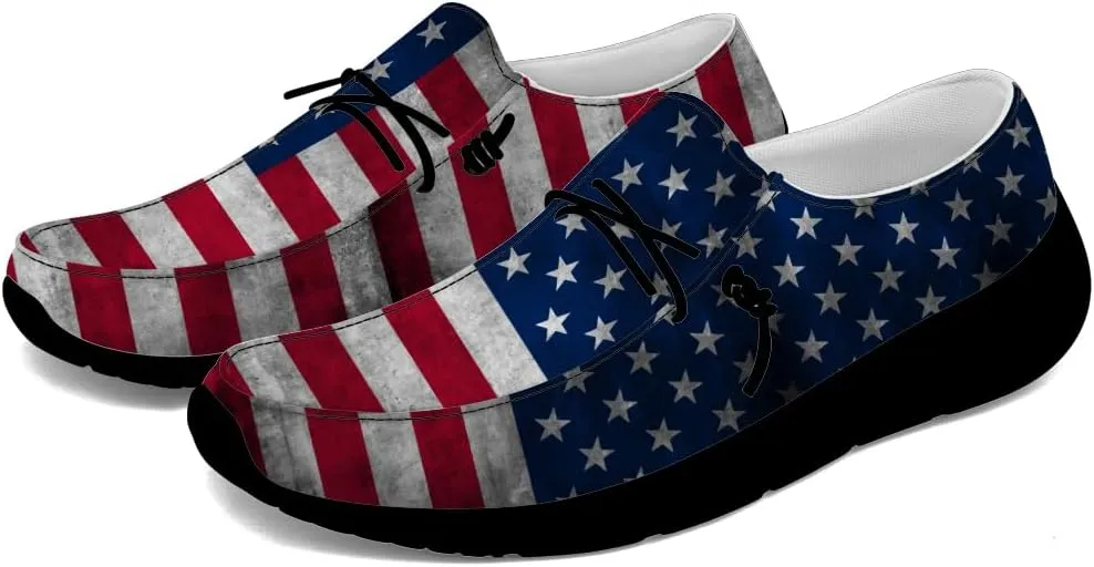Flag Shoes for Women Men Patriotic Loafers Slip-on Shoes Gifts for Men Women