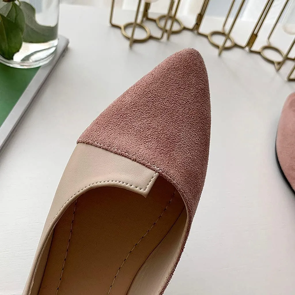 Flat Sandals Pointed toe Casual Pumps Cover Heel Color Block Closed toe Falt Womens Sandals Dressy Flat Sandals