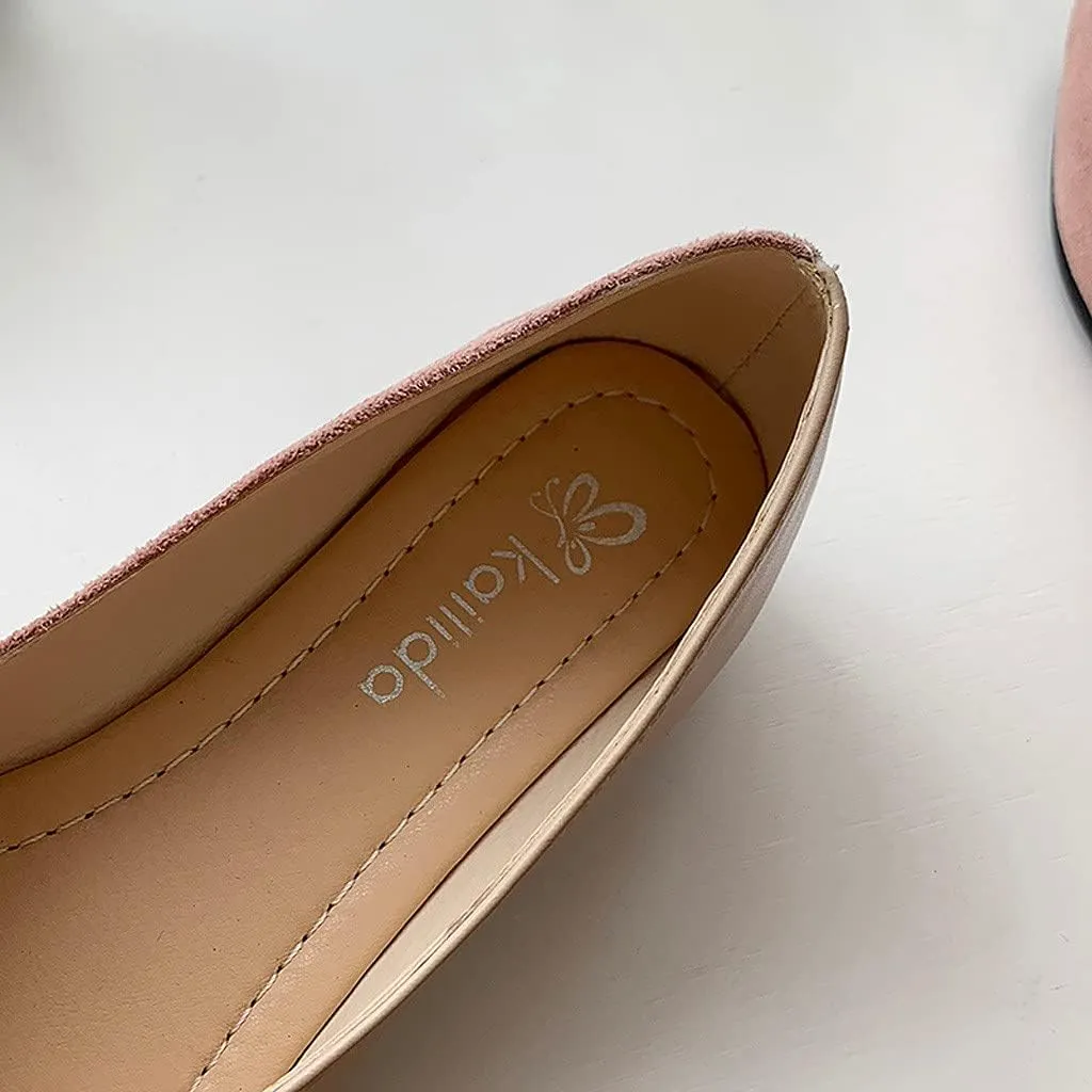 Flat Sandals Pointed toe Casual Pumps Cover Heel Color Block Closed toe Falt Womens Sandals Dressy Flat Sandals