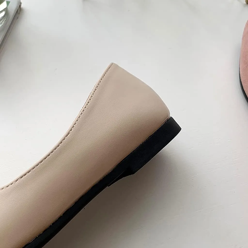 Flat Sandals Pointed toe Casual Pumps Cover Heel Color Block Closed toe Falt Womens Sandals Dressy Flat Sandals