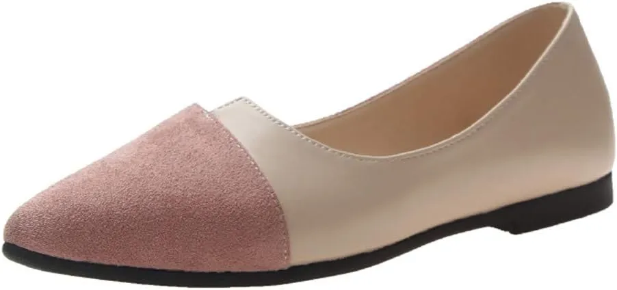 Flat Sandals Pointed toe Casual Pumps Cover Heel Color Block Closed toe Falt Womens Sandals Dressy Flat Sandals