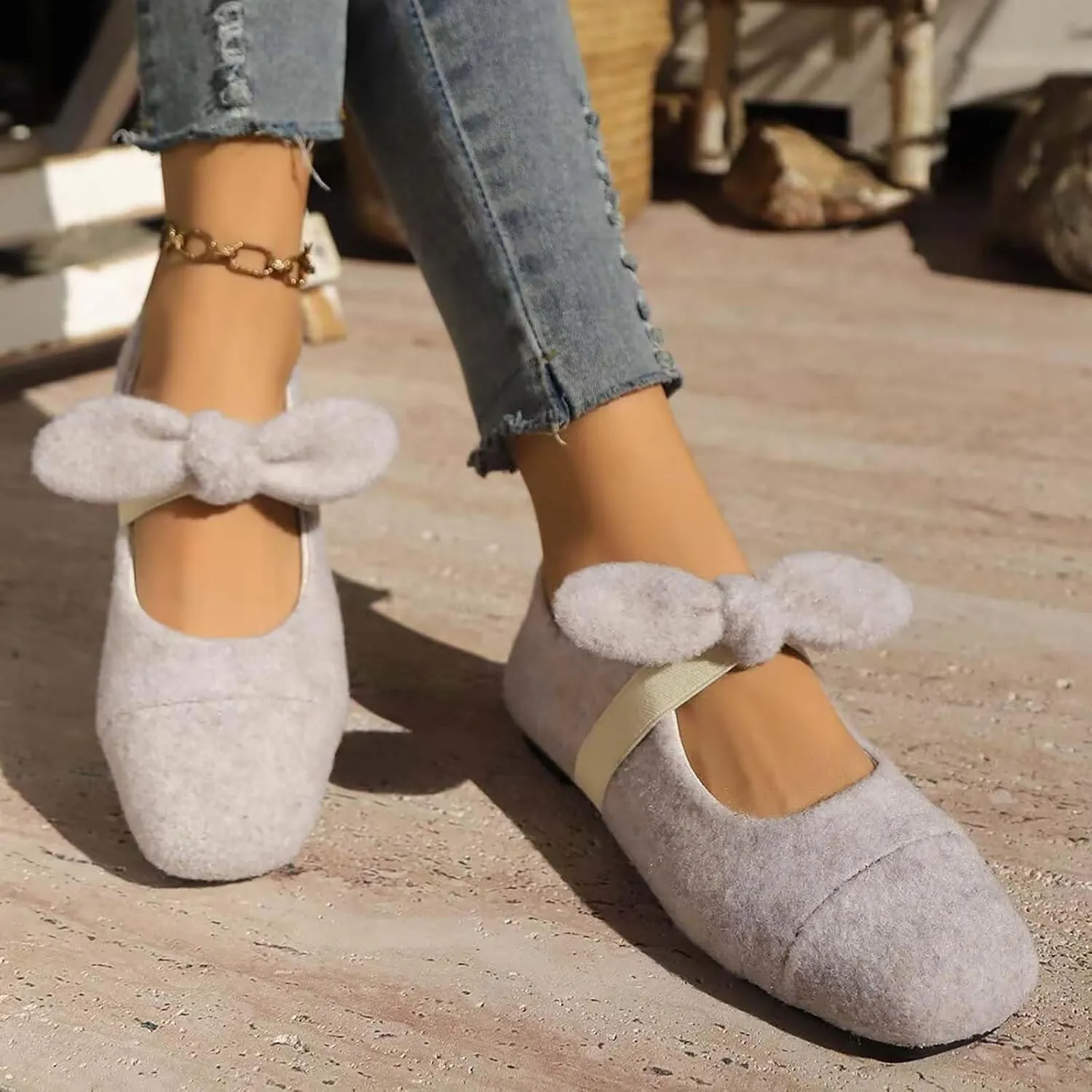 Flat Shoes for Women Square Toe Ballet Flats Dressy Slip On Loafer