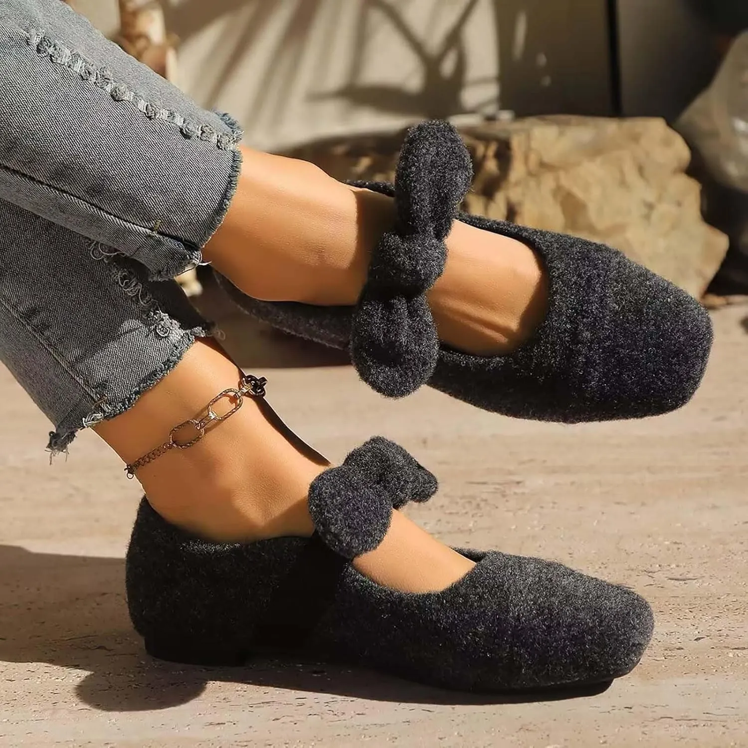 Flat Shoes for Women Square Toe Ballet Flats Dressy Slip On Loafer