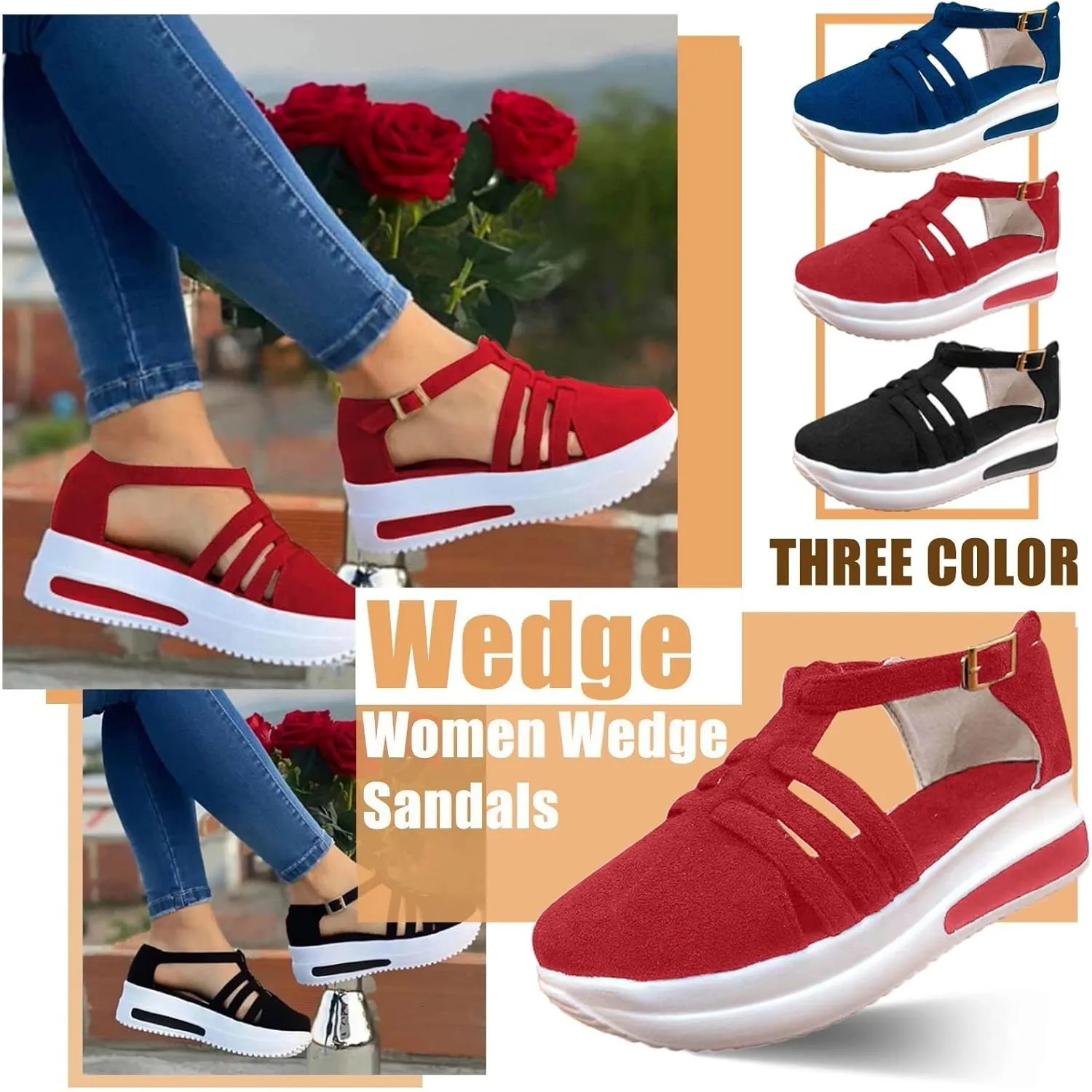 Flip Flops for Women,Dressy Summer Sandals 2023 Peep Toe Platform Sandals Shoes Wedges Ankle Buckle Ladies Flip Flops