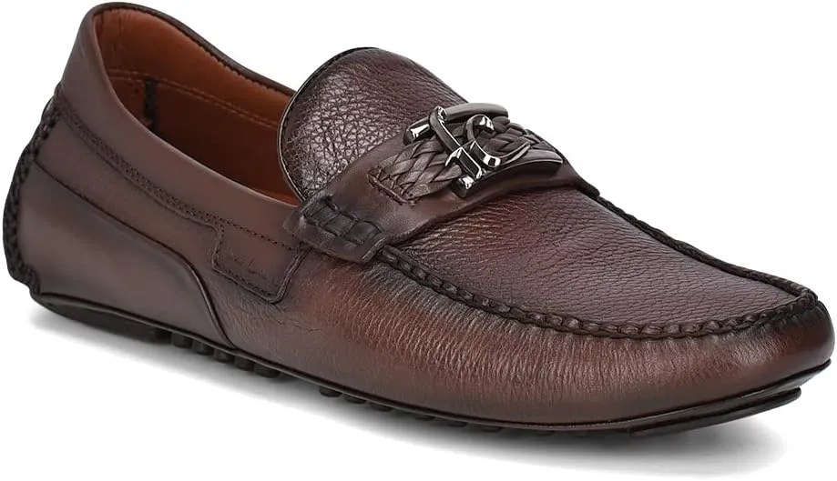 FRANCO CUADRA Men's Driver in Genuine Ostrich Leather 40VVNTS Brown