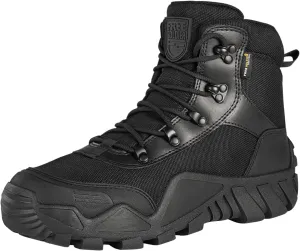 FREE SOLDIER Men's Waterproof Hiking Boots Tactical Work Boots Outdoor Lightweight Military Boots (Mid Black, US 12)