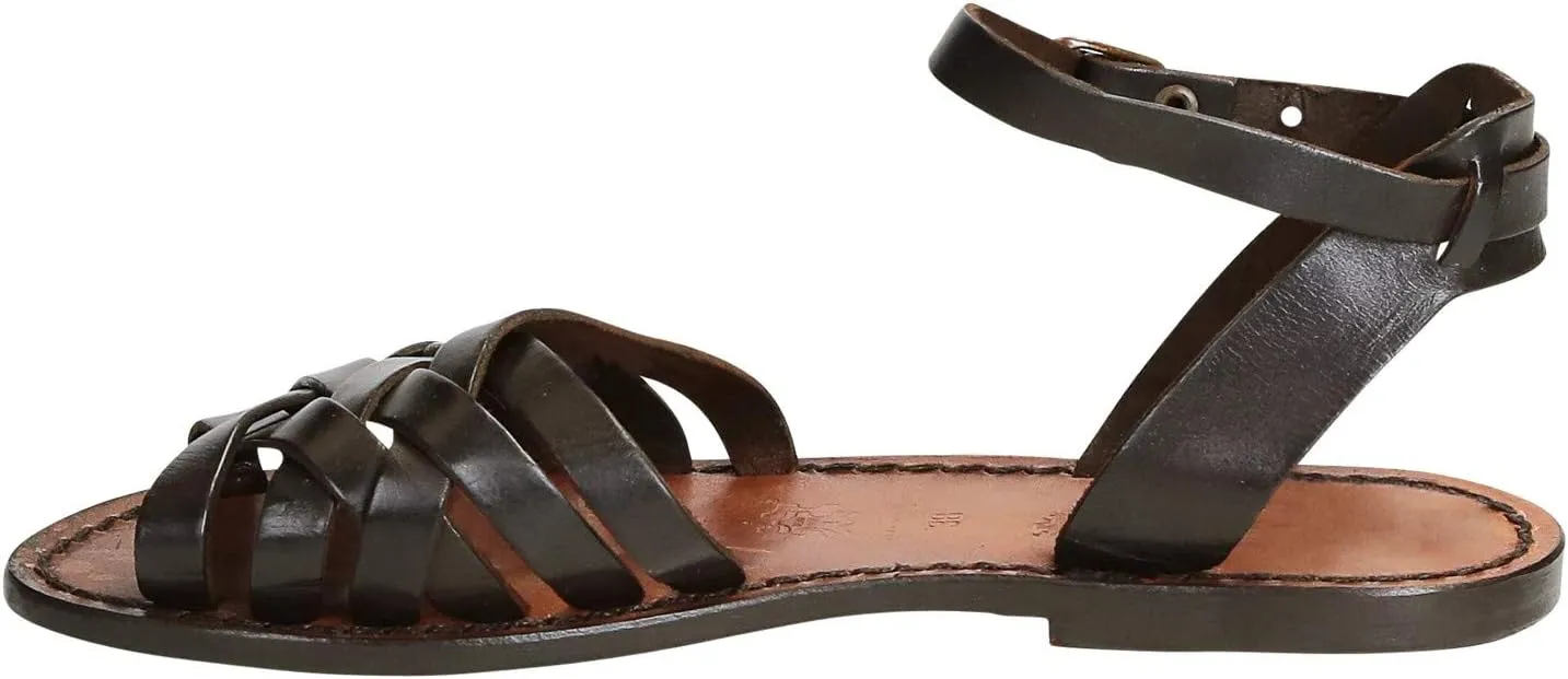 Gianluca - L'artigiano del cuoio Handmade Leather Sandals for Women Brown Color