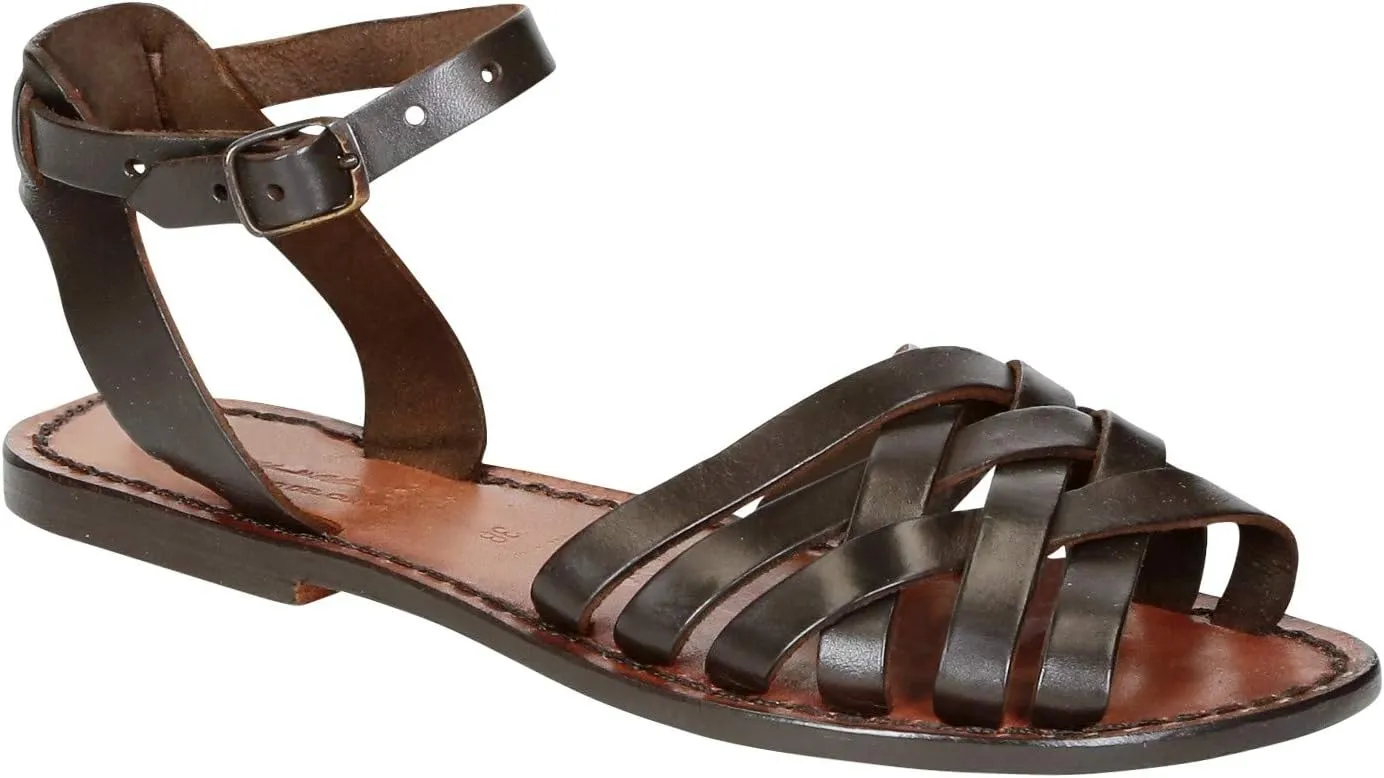 Gianluca - L'artigiano del cuoio Handmade Leather Sandals for Women Brown Color