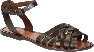 Gianluca - L'artigiano del cuoio Handmade Leather Sandals for Women Brown Color