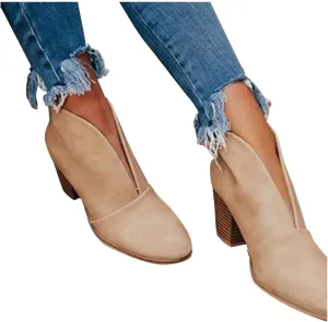 Gibobby Ankle Booties for Women Low Heel,Womens Ankle Boots Pointed Toe Faux Stacked Chunky Heels Tassels Side Zipper Booties