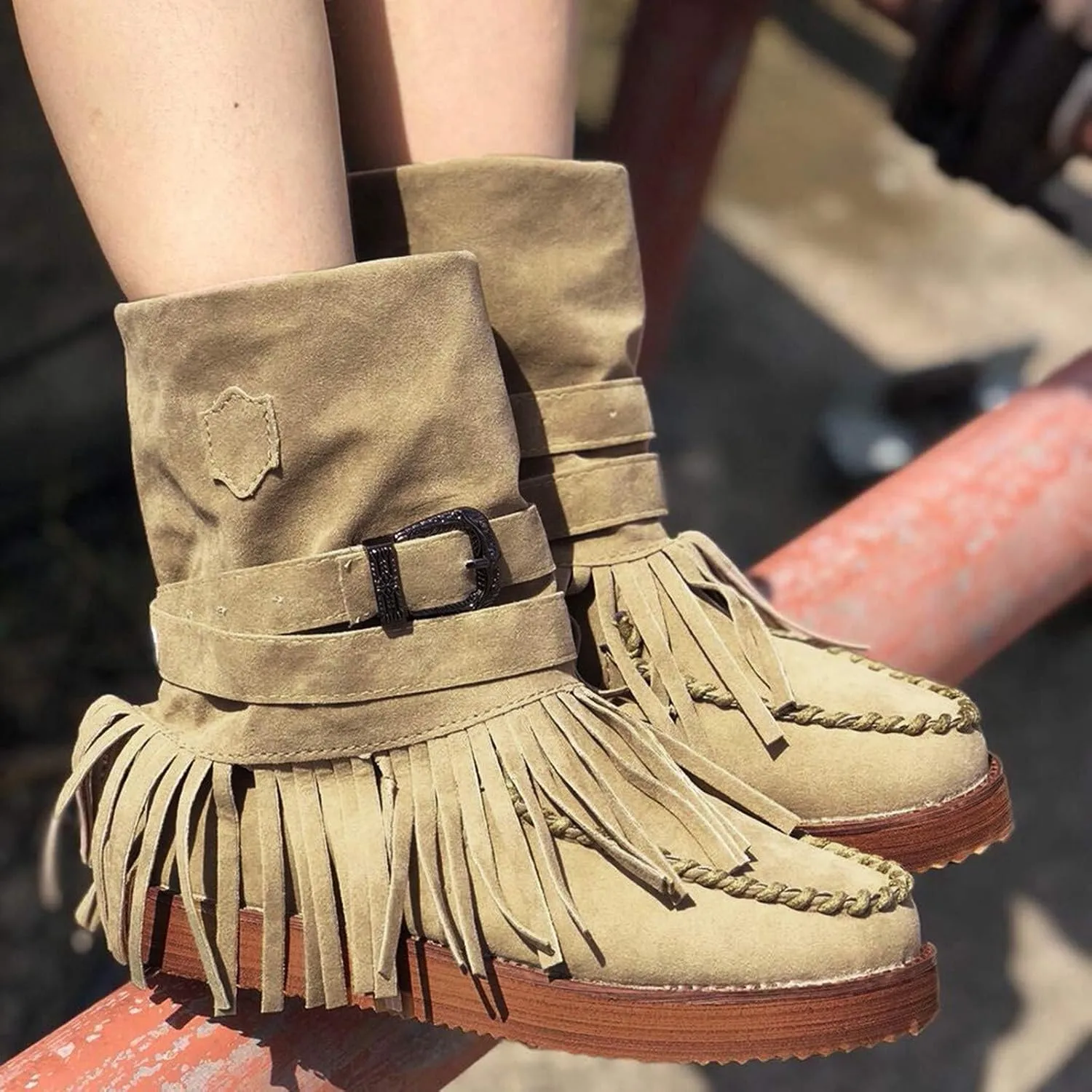 Gibobby Boots for Women Women High Heel Platform Boots Retro Ankle Boots Squared Toe Breathable Zip Up Boots 52