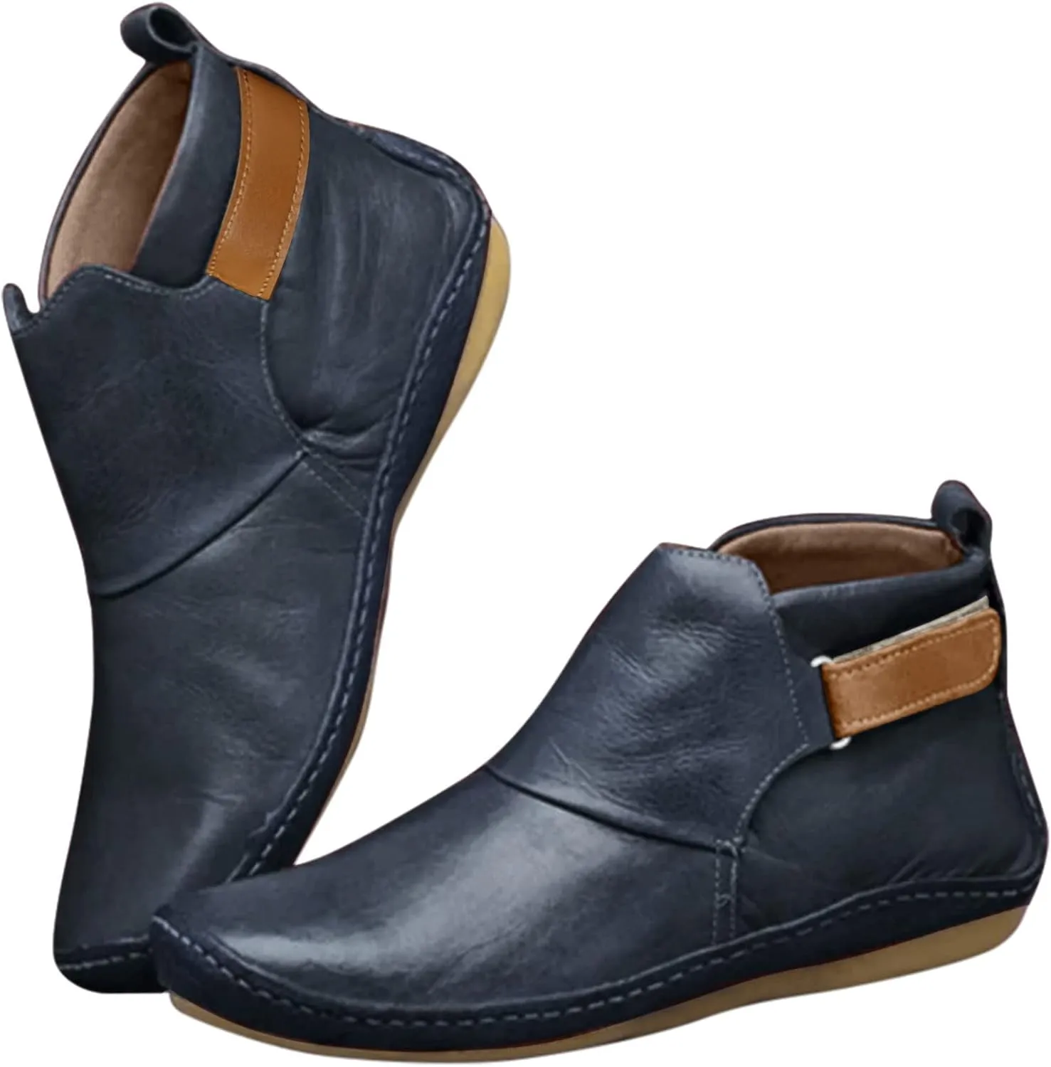 Gibobby Womens Boots Low Heel,Arch Support Booties Casual Flat Platform Short Ankle Boots Everyday Boots for Ladies