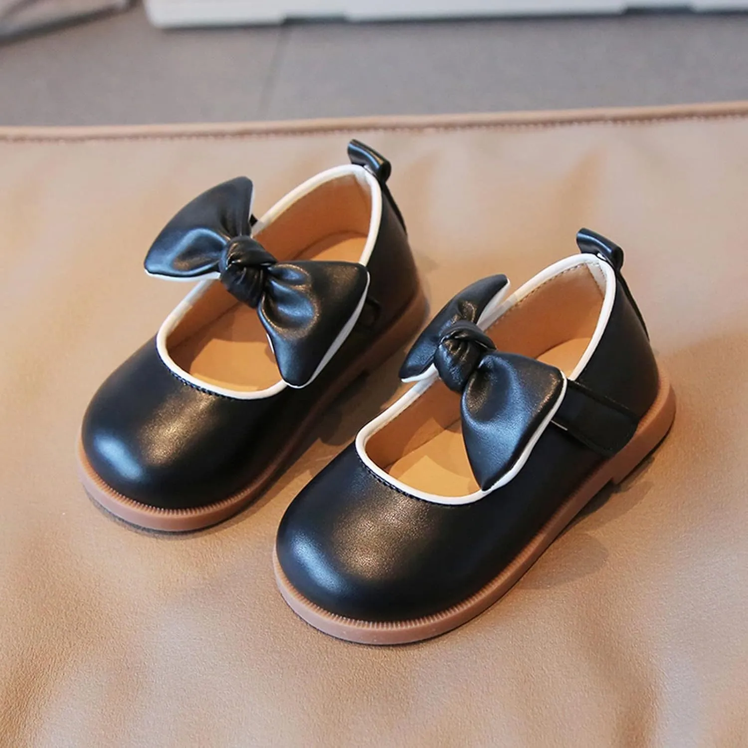 Girl's Mary Jane Rhinestone Buckle Ballerina Flats Anti Skid Sole First Walker Princess Crib Shoes Loafers Moccasins