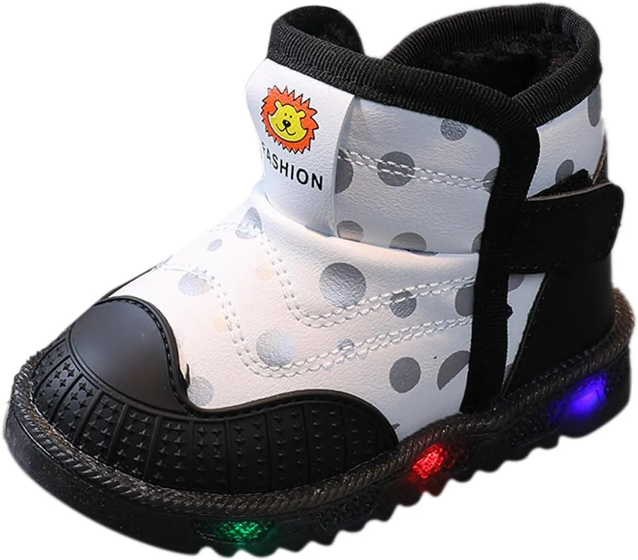 Girls Winter Thickened Cotton Shoes Toddler Girl LED Light Up Boots Outdoor Warm Non-Slip Snow Boot for kids