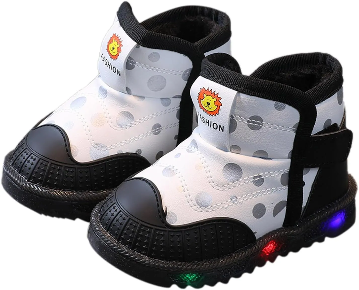 Girls Winter Thickened Cotton Shoes Toddler Girl LED Light Up Boots Outdoor Warm Non-Slip Snow Boot for kids