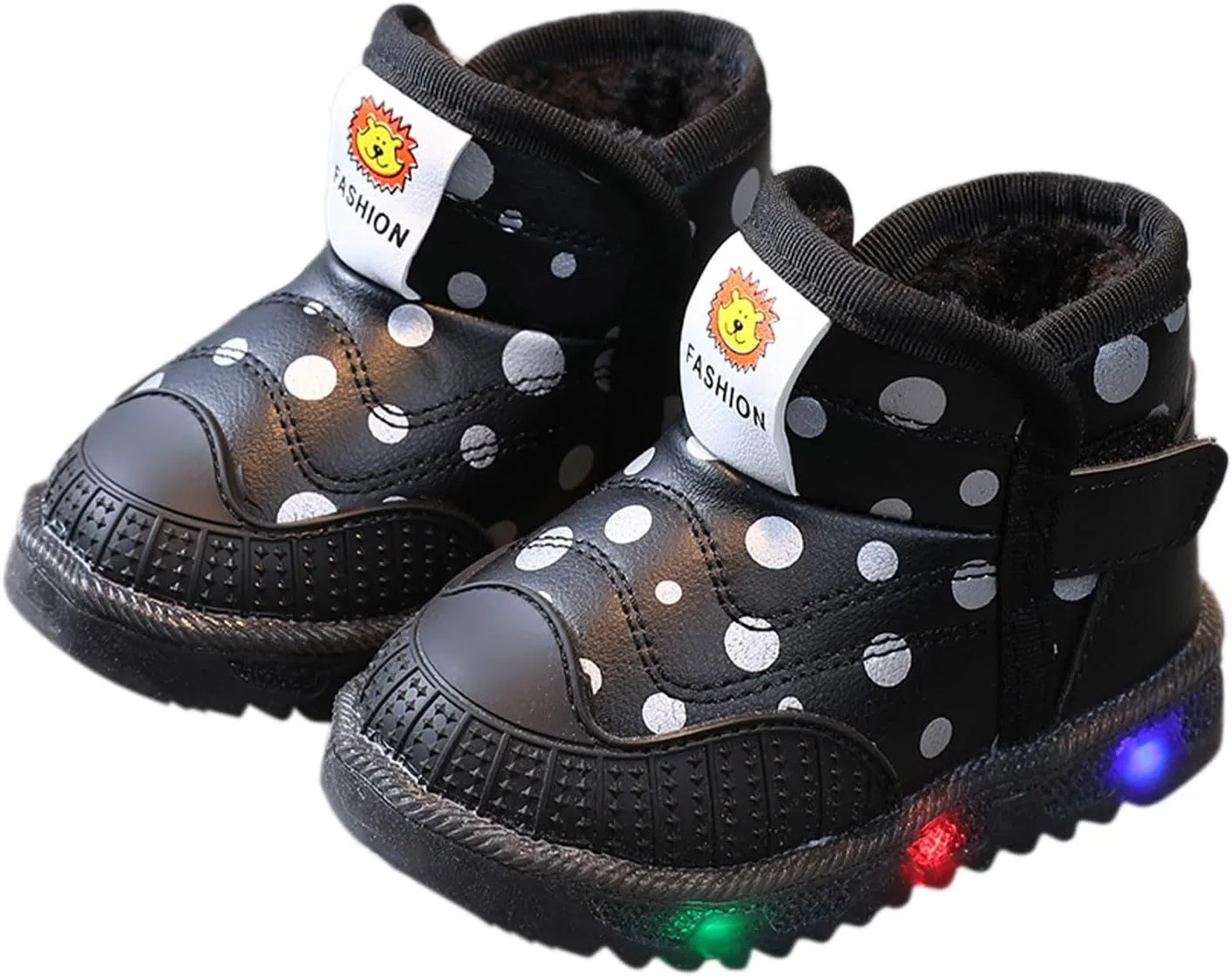 Girls Winter Thickened Cotton Shoes Toddler Girl LED Light Up Boots Outdoor Warm Non-Slip Snow Boot for kids