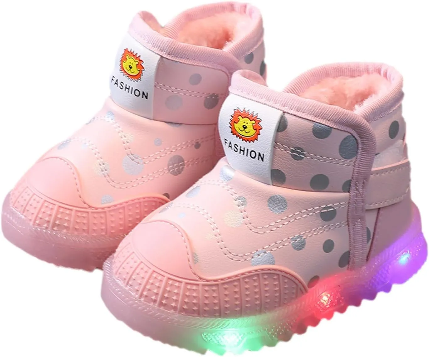 Girls Winter Thickened Cotton Shoes Toddler Girl LED Light Up Boots Outdoor Warm Non-Slip Snow Boot for kids