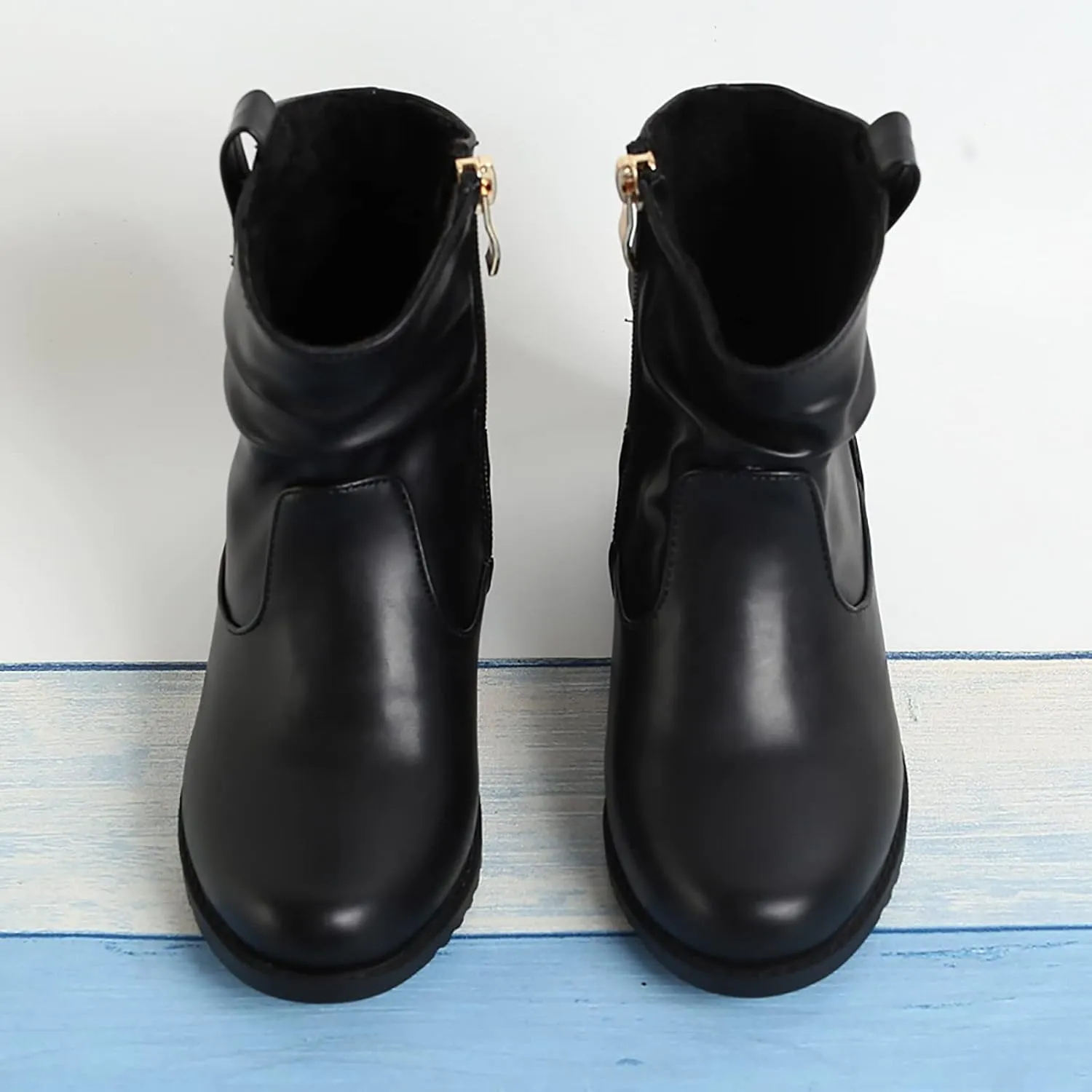 Girls Zip Side Slouchy Boots Western Boots Kids Ankle Boots Girls Low Heel Riding Booties With Zipper Girl Boots Size 4