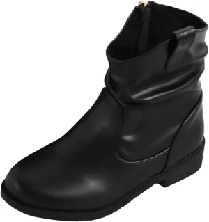 Girls Zip Side Slouchy Boots Western Boots Kids Ankle Boots Girls Low Heel Riding Booties With Zipper Girl Boots Size 4
