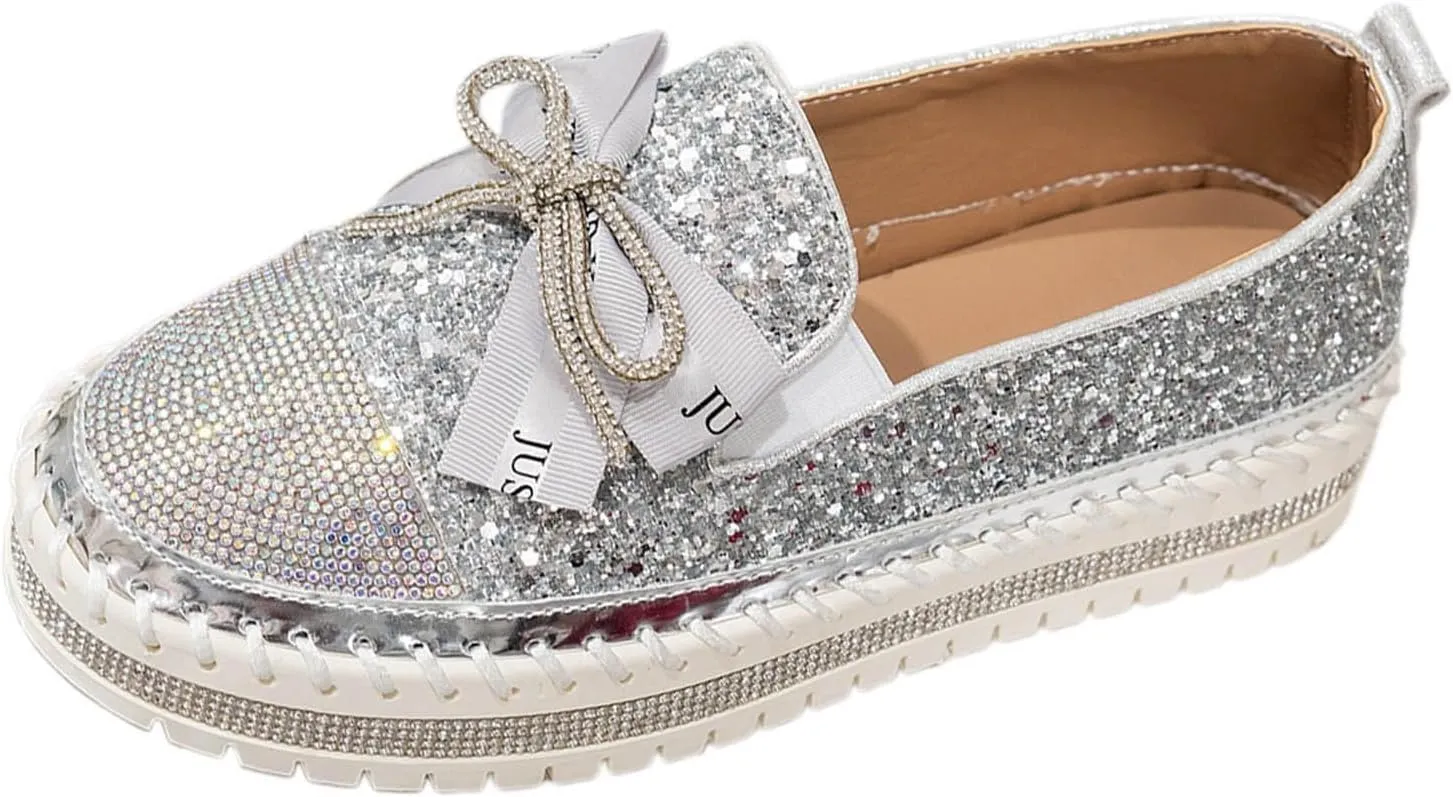 Glitter Women Slip On Sneakers Platform Sneakers Casual Rhinestones Sneakers Sparkle Sneakers Sequin Tennis Shoes