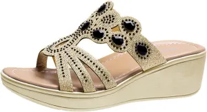 Heeled Sandals with Ankle Straps Wide Feet Bling Sandal for Women Rhinestones Strappy Shoes for Woman Dressy Summer Hiking Shoe Womans
