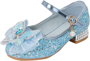 IWIHMIV Girls Brown Dress Shoes Comfortable Chunky Low Heels Ankle Strap Party Wedding Girls Princess Dress Up Shoes