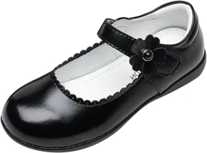 IWIHMIV Girls School Flat Flower Wedding Party Shoes Comfortable Formal Dress Non Slip Mary Jane Walking Shoes