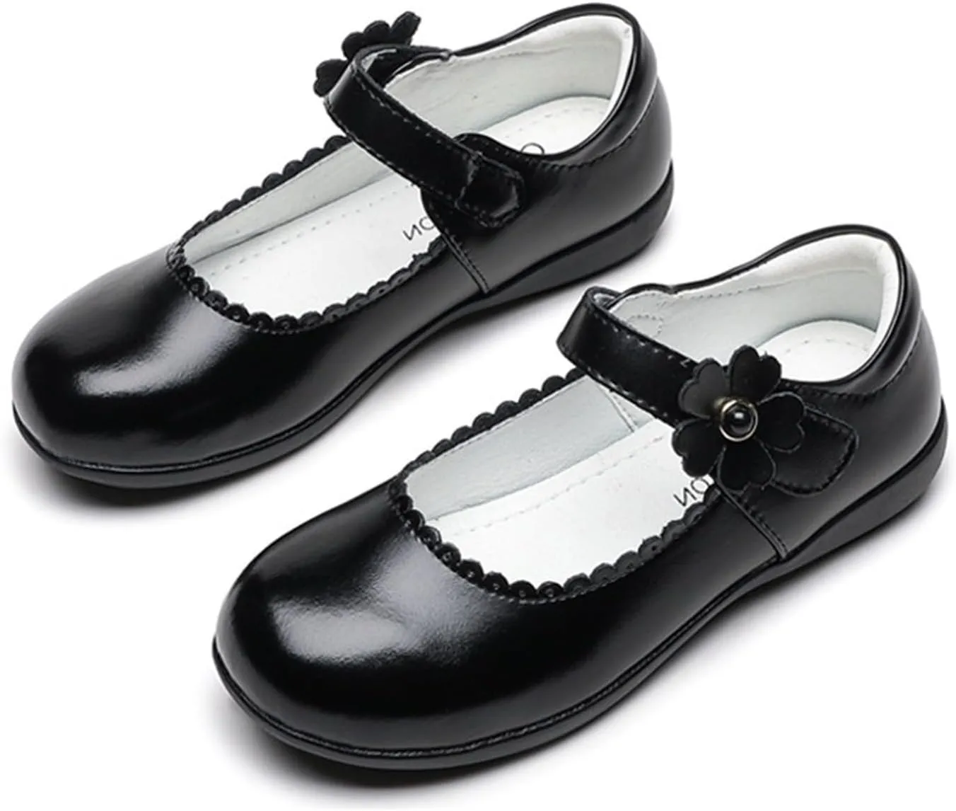 IWIHMIV Girls School Flat Flower Wedding Party Shoes Comfortable Formal Dress Non Slip Mary Jane Walking Shoes