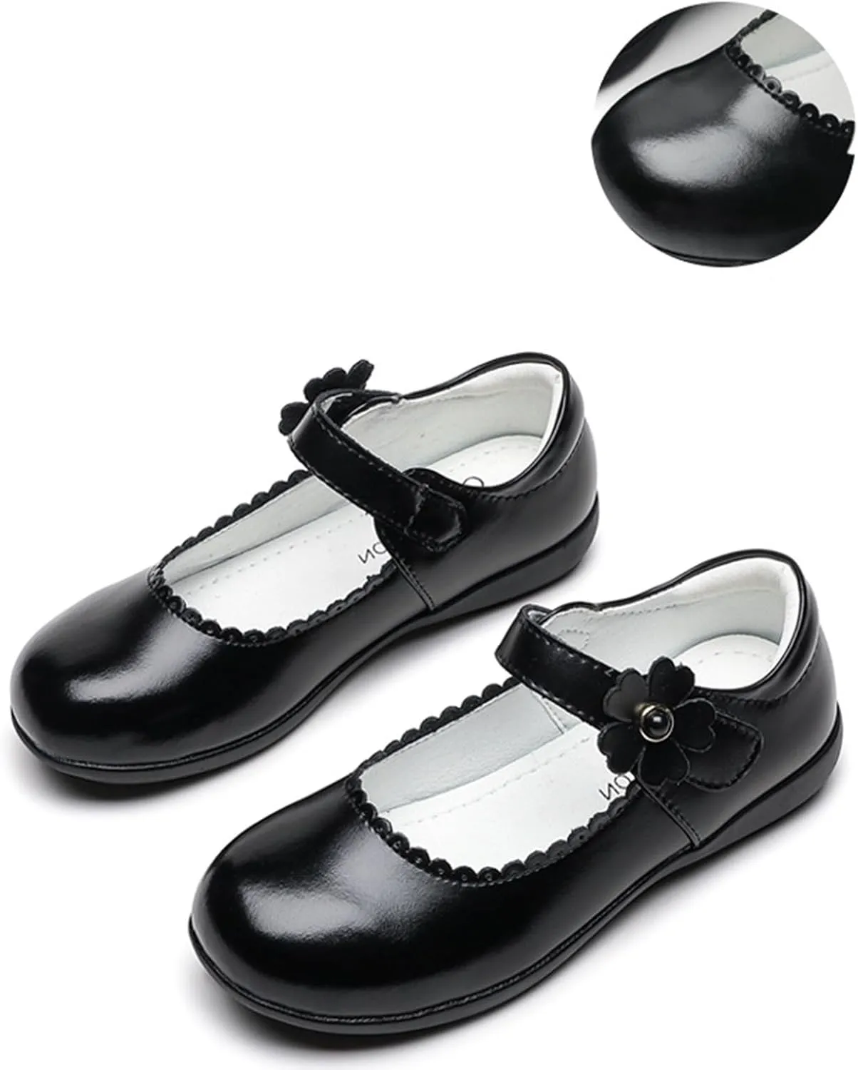IWIHMIV Girls School Flat Flower Wedding Party Shoes Comfortable Formal Dress Non Slip Mary Jane Walking Shoes